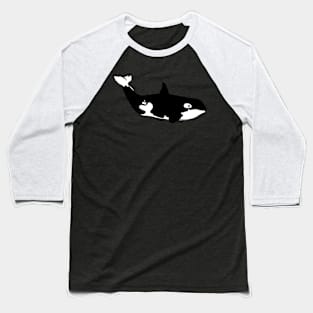 orca killer whale animal graphic side view bw Baseball T-Shirt